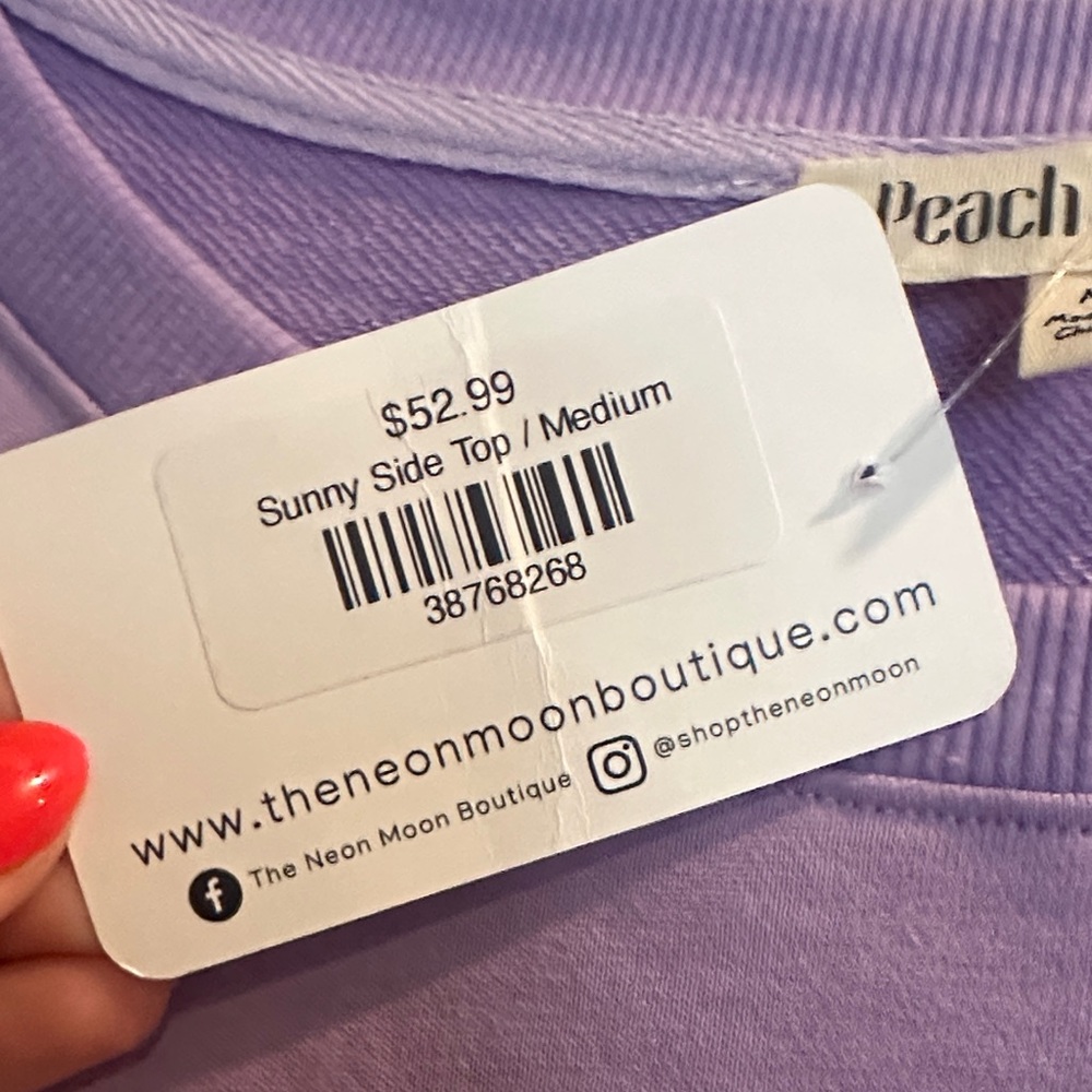 Peach Love California Purple Sequin Floral Sweatshirt - Picture 2 of 5